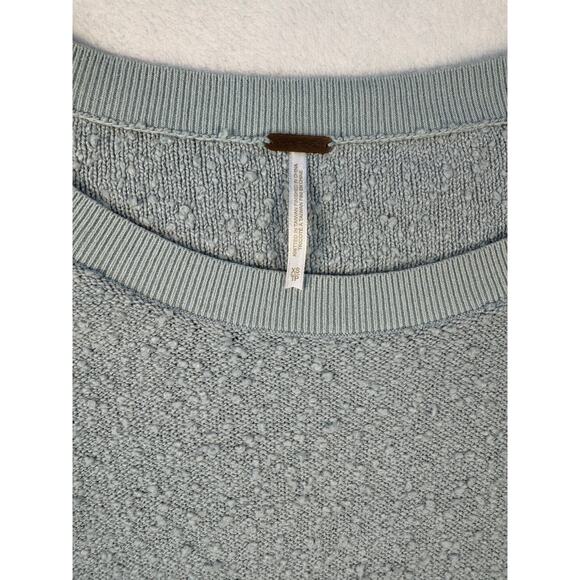 Free People Sage Green Gray Blue Pullover Top Boucle Sweatshirt Oversized XS M - Picture 6 of 11